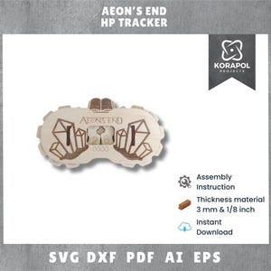 Contatore di vita di Aeon's End tagliato al laser SVG | Monitoraggio della salute | Monitoraggio della vita | Accessori Aeon's End | Accessori per giochi da tavolo | Mago HP di Aeon's End