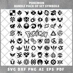 Symboles de l'ensemble de cartes Pokémon découpés au laser SVG PNG | JCC | Cadeau | Accessoires Pokémon | Imprimable 300 dpi