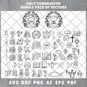 Sainte Communion Clipart Découpé Au Laser Vecteur SVG | Première communion | Souvenir de la Sainte Communion | Souvenir PNG 300 DPI