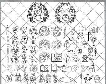 Clipart de Santa Comunión cortado con láser Vector SVG | Primera Comunión | Recuerdo de la Primera Comunión | Recuerdo PNG 300 DPI