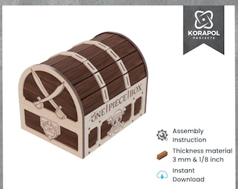 Laser Cut One Piece TCG Storage Deck Box 600 Cards in Sleeves, Gift Anime, Chest Card Holder, 3 mm, 1/8 inch, Assembly Instruction