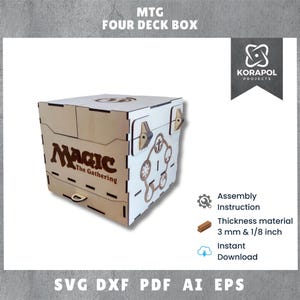 Boîte de rangement pour 400 cartes Magic The Gathering MTG Commander découpée au laser | Accessoires MTG | Tiroir à dés MTG | Cadeau | 3 mm | 1/8 pouce
