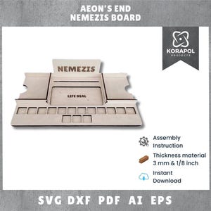 Scheda SVG Nemesis di Aeon's End tagliata al laser | File vettoriali per il taglio laser del legno | Accessori Aeon's End | Accessori per giochi da tavolo | La fine dell'Eone