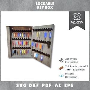 Abschließbarer Wandschlüsselhalter Laser Cut File SVG | Wanddekoration für Zuhause | 3mm Organizer | 1/8 Zoll | Montageanleitung