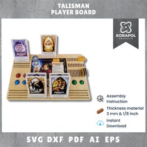 Laser Cut Talisman 5th The Magical Quest Game Player Board SVG | Talisman Accessories | Board Game Accessories | Talisman Player Board 3 mm