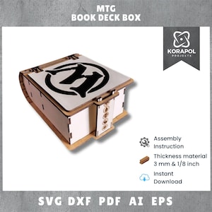 Caja de almacenamiento para 100 cartas de Magic The Gathering MTG Commander cortada con láser | Accesorios MTG | Regalo |  Cajón de dados MTG | 3 mm | 1,8 pulgadas