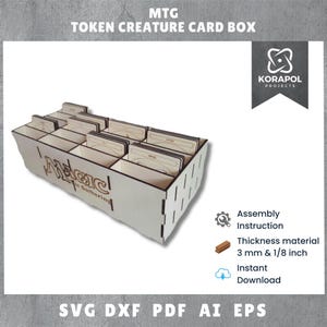 Caja de criaturas con fichas de Magic The Gathering cortadas con láser | Fichas MTG | Tarjetas de criatura simbólica personalizadas | Accesorios MTG | 3 mm | 1,8 pulgadas