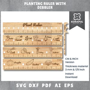Righello per piantagione da giardino e lima per semi tagliata al laser | Righello per semina | Decorazioni da giardino | Attrezzi da giardinaggio | Regalo da giardino | SVG | 3 millimetri | 1/8 di pollice