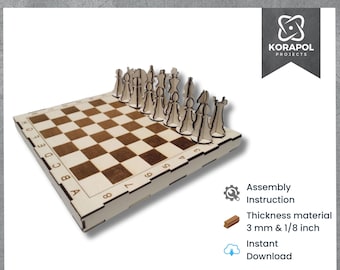 Chess | Chessboard Laser Cut | SVG Pieces | Vector | Pocket Board Game | Chessboard cutting | Checkerboard | Chess Vector | 3mm | 1/8 inch