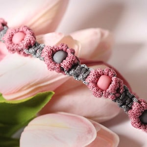 Flower bracelet - Macramé jewelry | Summer bracelet with flower | Boho bracelet | Maid of honor flower bracelet, gift for women