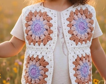 Kinder Cardigan gehäkelt aus Baumwolle - Boho Kinderweste Handmade, Geschenkidee für Kinder