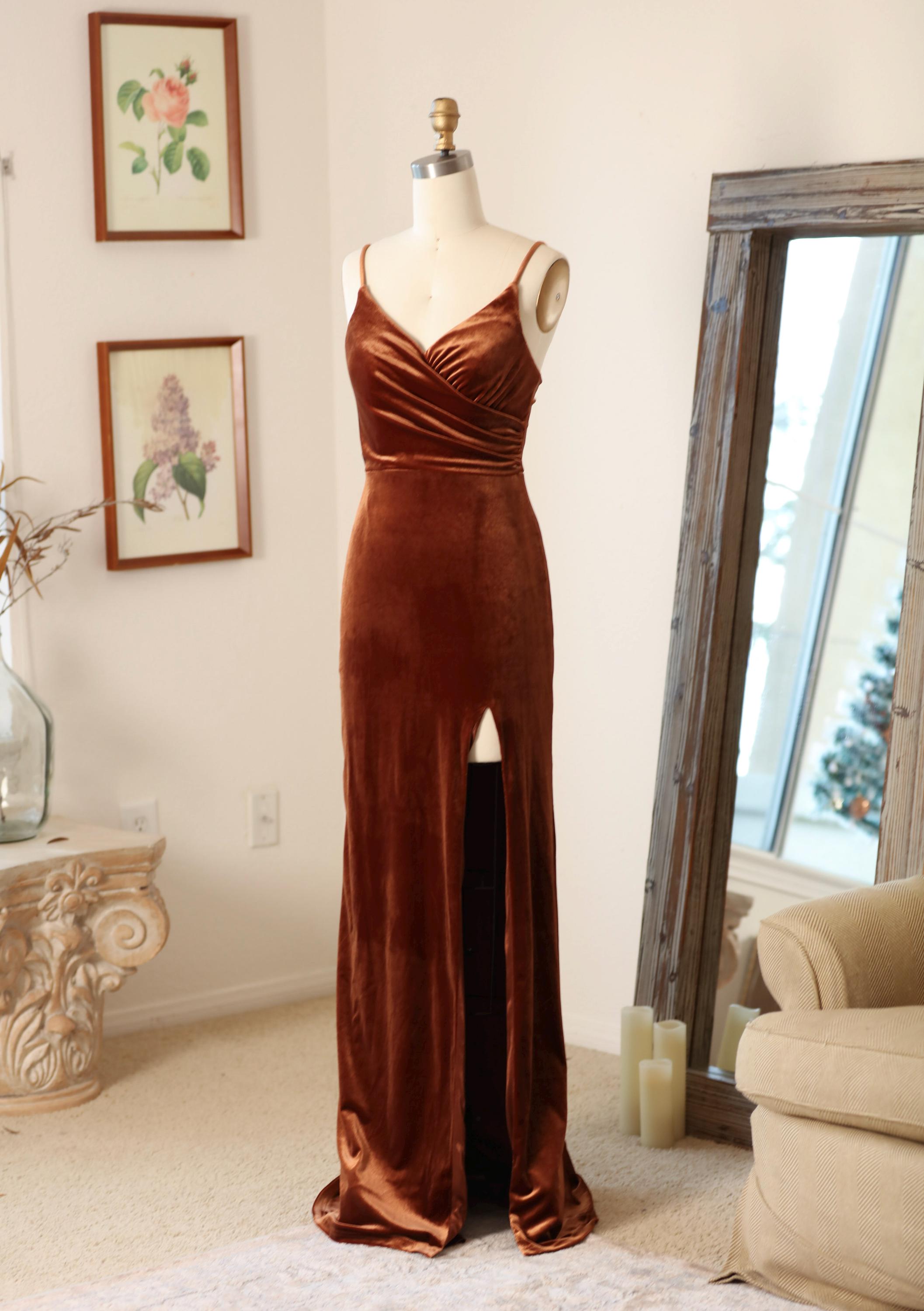 chinese dress ladies Copper Velvet Dress Medium main image 0