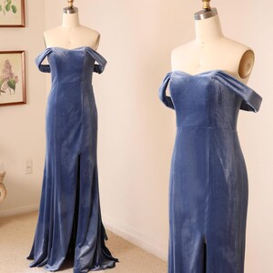 Dusty Blue Velvet Bridesmaid Dress - Etsy