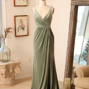 velvet sage bridesmaid dresses Azazie Norah