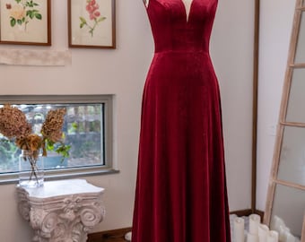 Grace Handmade Velvet SWEETHEART Bridesmaid Dress  Free Custom Sizing - Long Maxi Formal Gown