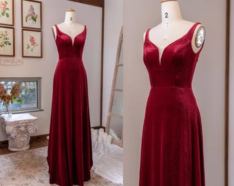 Velvet Dress SWEETHEART Bridesmaid Dress  Free Custom Sizing - Long Maxi Formal Gown （GRACE）