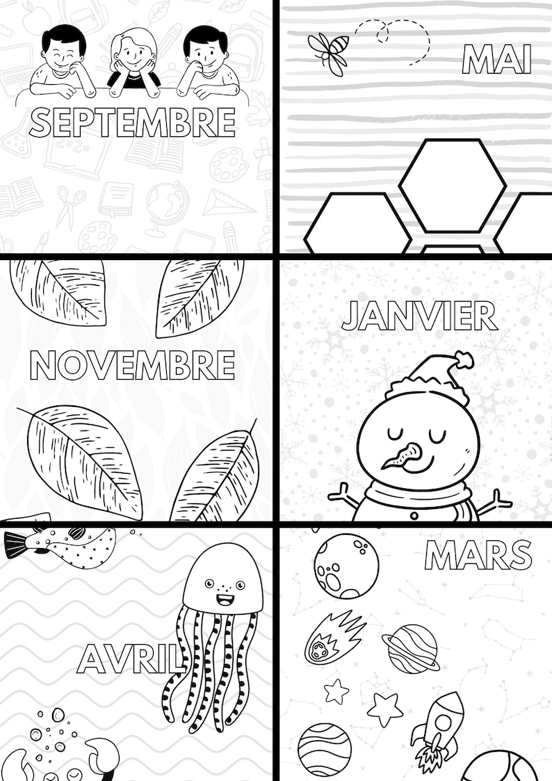 Cahier de vie Maternelle Illustrations des mois de lannée image 2