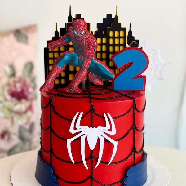 Spider man cake topper set