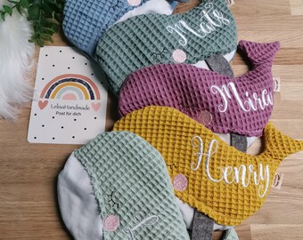 Körnerkissen Wal personalisiert mit Namen Geschenk zur Geburt Babyparty