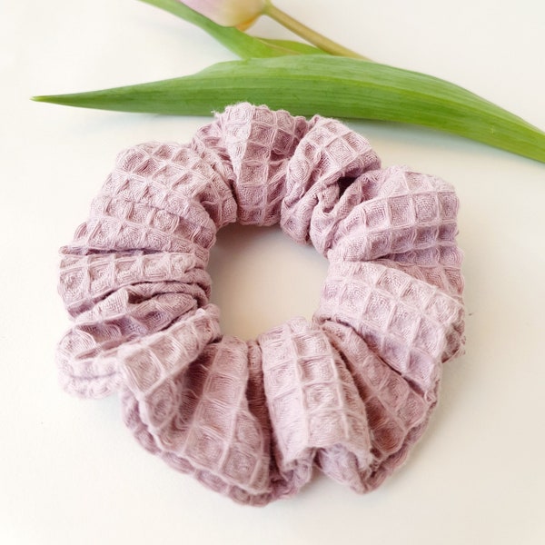 Soft Cotton Hair Scrunchie, Waffle Cotton Dusty Rose Elastic Hair Tie, Stylish Hair Accessory, Perfect Gift for Best Friend