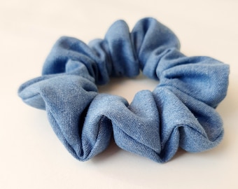 Denim Blue Women's Hair Scrunchie, Stylish Elastic Hair Tie, Hair Accesories, Gift For Best Friend