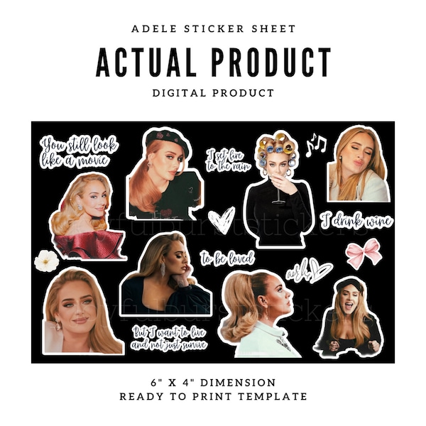 Adele Sticker Blatt. Adele Merch. Adele Fans. Digitaler Sticker. SOFORTIGER DOWNLOAD