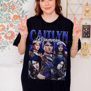 Caitlyn Kiramman LoL Arcane City Style Tee, Comfort Colors Graphic Shirt, Fantasy Cop Vibes
