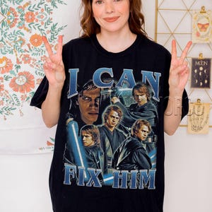 Retro 90&#39;s Anakin I Can Fix Him Vintage T-Shirt, Gift For Woman and Man Unisex T-Shirt Comfort Colors
