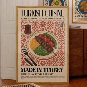 Kebab Wall Art – Middle Eastern Cuisine Kitchen Decor – Grilled Food - Turkish Cuisine - Turkey Poster - Istanbul Poster - Kitchen Decor