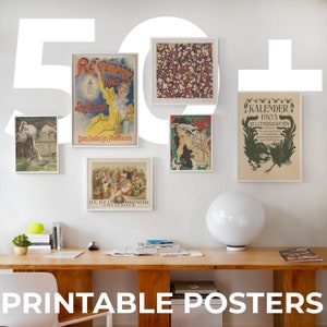 Colorful Set of 50+ Vintage Poster Affiche Bundel / Beautiful Printable Antique Posters / High Resolution Colorful Wall Art Instant Download