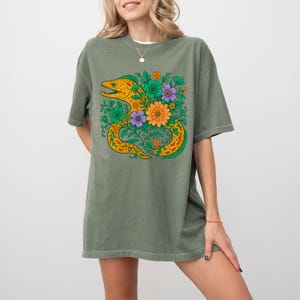 Moray Eel Flowers Digital, Digital Download PNG, Floral Eel Art, Ocean Creature Art, Sublimation Designs, T-shirt Design