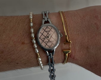 Timex Silver Ladies Watch with Pink Face