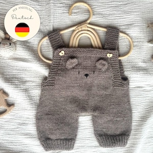 Breipatroon Baby Romper Teddy – Breipatroon Baby Overall – PDF Download Duits – Maten 0–18 maanden – Beginnersvriendelijk