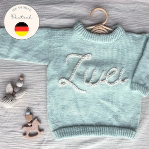 Brei-instructies voor babytruien met borduurwerk – Breipatroon voor babytruien – PDF-download in het Duits – Maten 1-6 jaar – Geschikt voor beginners