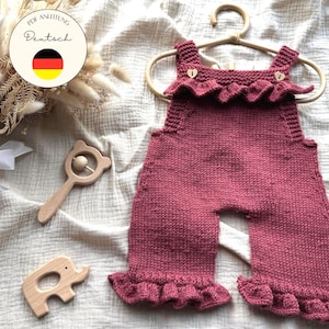 Breipatroon Baby Romper met Ruches – Breipatroon Baby Overall – PDF Download Duits – Maten 0–18 Maanden – Beginnersvriendelijk