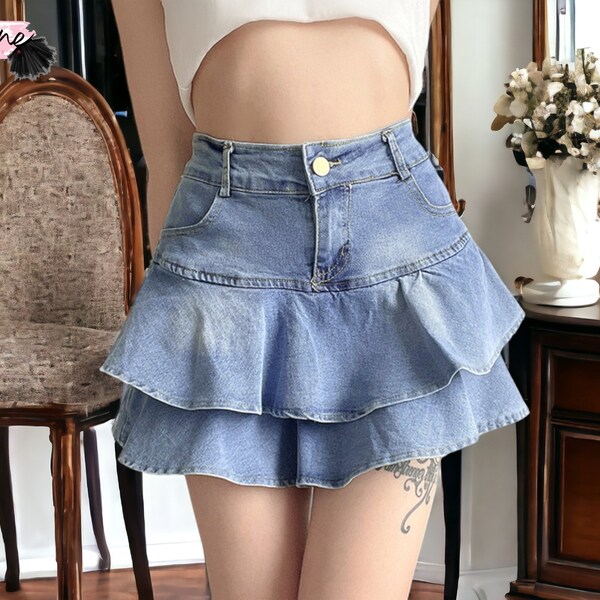 Denim Ruffle Mini Skirt | Casual Women's Streetwear | Stylish Clothing