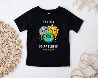 My First Total Solar Shirt, Eclipse 2024 Youth Shirt, Solar Eclipse Gift, Top Cute Moon & Sun Phases My First Eclipse Kids Shirt