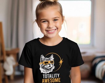 Totality Awesome Cat Eclipse Kids Youth T-Shirt, Cute Kids Solar Eclipse Shirt, Kids Shirt