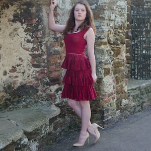 Crochet laces cocktail dress, crochet cotton dress, burgundy cocktail dress