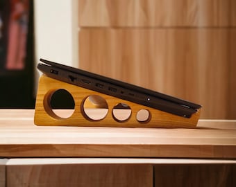 Hornbeam Wood Laptop Stand: Ergonomic Notebook Riser