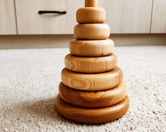 Wooden Pyramid Stacking Toy: Montessori Children's Decor