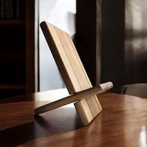Handmade Walnut Phone Stand with Ash Accents: Wood Charging Dock