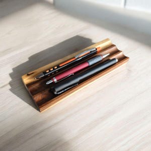 Elegant Walnut Pen Holder: Handcrafted Stationery Organizer