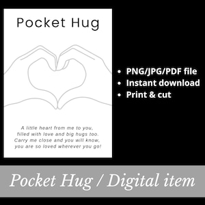Printable Pocket Hug card Backing Instant download PNG JPG PDF file Love Heart Worry Stone Miss You gift cardstock handmade Resin Art Epoxy