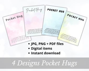 4x Printable Pocket Hug Backing Cards | Instant Download | PNG JPG PDF Files | 4 Different ...