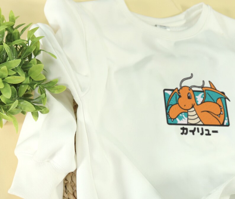 Dragonite Embroidered Sweatshirt Dragonite Sweater Embroidery Gifts for