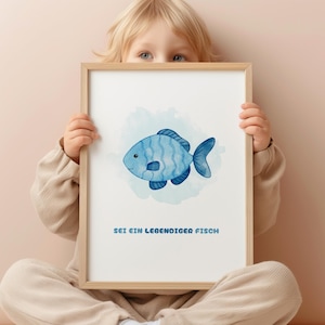 Christliches Kinderposter Fisch Kinderzimmer Dekoration Wandkunst Digital Bibelvers Poster Kinder Glaube Christliche Affirmation