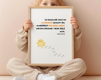 Christian Children's Poster Chick Nursery Decoration Wall Art Digital Bible Verse Poster Children's Faith Christian Affirmation