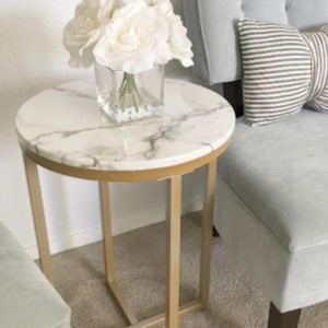 Gold Marble Coffee Side Table For Living Room Home Furniture End Table