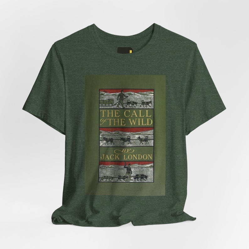 T-shirt met de boekomslag van 'The Call of the Wild', een T-shirt met de literaire afbeelding van Jack London, een klassiek cadeau geïnspireerd op deze roman. afbeelding 1